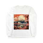 woodsの浮世絵風富士山 ロングスリーブTシャツ