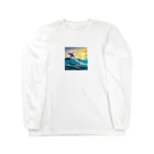 itacyoko(AIイラスト屋)の夕暮れで飛ぶイルカ Long Sleeve T-Shirt