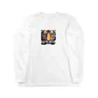 ki1962のドット絵で描かれた虎のアップ画像のプレミアムグッズ Long Sleeve T-Shirt