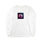 ワンダーワールド・ワンストップの宇宙の中でピンク色の煙を放ち爆発するサッカーボール③ Long Sleeve T-Shirt