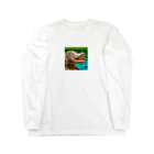 Hamatsukiのドット絵のカバ ロングスリーブTシャツ