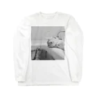 Natsume_shopのモノクロ猫Tシャツ お風呂 Long Sleeve T-Shirt