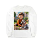 ワンダーワールド・ワンストップの男の子と愛らしいシュナウザー・ドッグ Long Sleeve T-Shirt