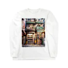 ワンダーワールド・ワンストップのアニメ調コンパクトなアジアのレトロな繁華街 Long Sleeve T-Shirt