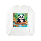 萌えキャラ大好きの温泉を楽しむパンダイラストのグッズ Long Sleeve T-Shirt