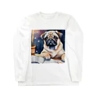 こころやすらぐの水彩子犬　パグ Long Sleeve T-Shirt