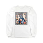 coco_peroのお正月の着物を着たロシアンブルーの猫ちゃんグッズ Long Sleeve T-Shirt