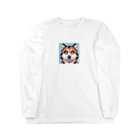 koba777のドット絵シベリアンハスキーの子犬 ロングスリーブTシャツ