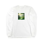 G7のショップの 幻想の森 グリーンウンダー アートプリント Long Sleeve T-Shirt