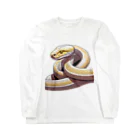爬虫類Ｔのニシキヘビ(アルビノ) 롱 슬리브 티셔츠