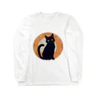 onzo_BGMの黒猫×丸 ロングスリーブTシャツ