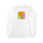 虹色PLUSのかわいいスーパーヒーロー犬 ロングスリーブTシャツ