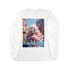 シロクマペンギンの水たまりとピンクガール Long Sleeve T-Shirt