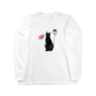 幸運のしっぽの黒猫と花 Long Sleeve T-Shirt