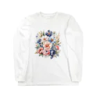 ファンシーTシャツ屋のパステルカラーの花束 ロングスリーブTシャツ