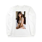 BeautifulLadyCollectionTokyoのAI下着美女(白) ロングスリーブTシャツ