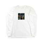 SaltyCookie Design Worksの窓の前で雨を眺めているネコ[カラー] Long Sleeve T-Shirt