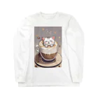 カプチーノ猫🐱の至福のカプチーノ猫🐈 ロングスリーブTシャツ