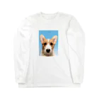 犬人間の犬 証明写真 コーギー ロングスリーブTシャツ