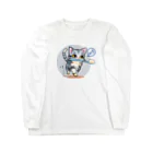 AckeeWolf Art Shopの歯ブラシをくわえたアメリカンショートヘアの子猫 Long Sleeve T-Shirt