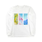 地球屋SUZURI店のミモザ　桜　ネモフィラ Long Sleeve T-Shirt