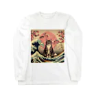 ParadigmStar　パラダイムスターの浮世絵猫　波桜 Long Sleeve T-Shirt