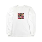 NATSUMAKITSUNEの北欧風　花柄　マリメッコ風 Long Sleeve T-Shirt