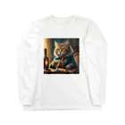 飲酒ちゃんの酒が好きな猫（社長） Long Sleeve T-Shirt