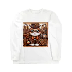 kickchopmanのスチームパンクなゴーグル猫ちゃん ロングスリーブTシャツ
