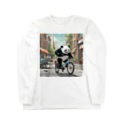 パンダの自転車に乗っているパンダ Long Sleeve T-Shirt