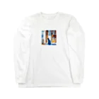 Cat's Canvasの待つ猫 Long Sleeve T-Shirt