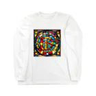 alphabet stained glassのstained glass D ロングスリーブTシャツ