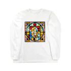 alphabet stained glassのstained glass Q Long Sleeve T-Shirt