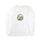 りんりんの可愛いシロクマちゃんショップ　かわいいよ！の花に囲まれている白くま Long Sleeve T-Shirt