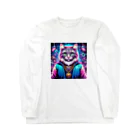 AIフォトSHOPのイケ猫DJ ロングスリーブTシャツ