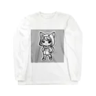 にゃんまる堂の猫耳　パーカー　モノクロ Long Sleeve T-Shirt