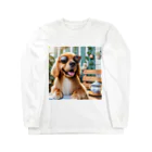 AQUAMETAVERSEのサングラスをかけた、かわいい犬 Marsa 106 ロングスリーブTシャツ