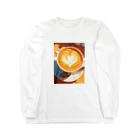 AQUAMETAVERSEのカフェラテで至福の一杯　BLUE PLUM  691 ロングスリーブTシャツ