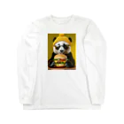 Colorful Canvasのハンバーガーを食べるパンダ Long Sleeve T-Shirt