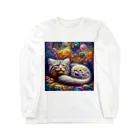 manul-of-the-worldのPsychedelic pallas cat ロングスリーブTシャツ