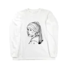 Ｘ-ＣＡＮＶＡＳの真珠の耳飾りの少女　ラインアート風 Long Sleeve T-Shirt