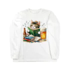 TEXT ANDの猫、本、ビール。愉しい。 Long Sleeve T-Shirt