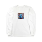 にっくすSTOREの人ごみで押されたり、ぶつけられる青いゾウ Long Sleeve T-Shirt