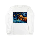 Dog Art Museumの【星降る夜 - ダックスフンド犬の子犬 No.1】 Long Sleeve T-Shirt