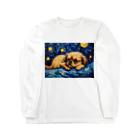 Dog Art Museumの【星降る夜 - ペキニーズ犬の子犬 No.3】 Long Sleeve T-Shirt