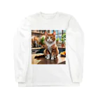 にゃんぼショップ🐈のごはんまちにゃんこ Long Sleeve T-Shirt