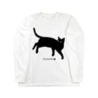 小鳥と映画館の見返り美ニャン　黒猫 Long Sleeve T-Shirt