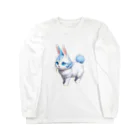 ko_858585のウサギ猫：ブルー Long Sleeve T-Shirt