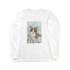 やさしい世界の猫とお花畑 Long Sleeve T-Shirt