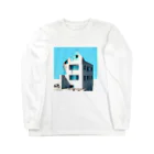 Buildingsの廃墟とスカイブルー ロングスリーブTシャツ